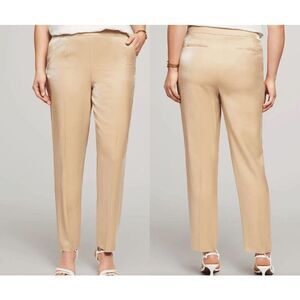 Anne Klein Women's Light Coffee Shimmer Twill Side Zip Pants 16